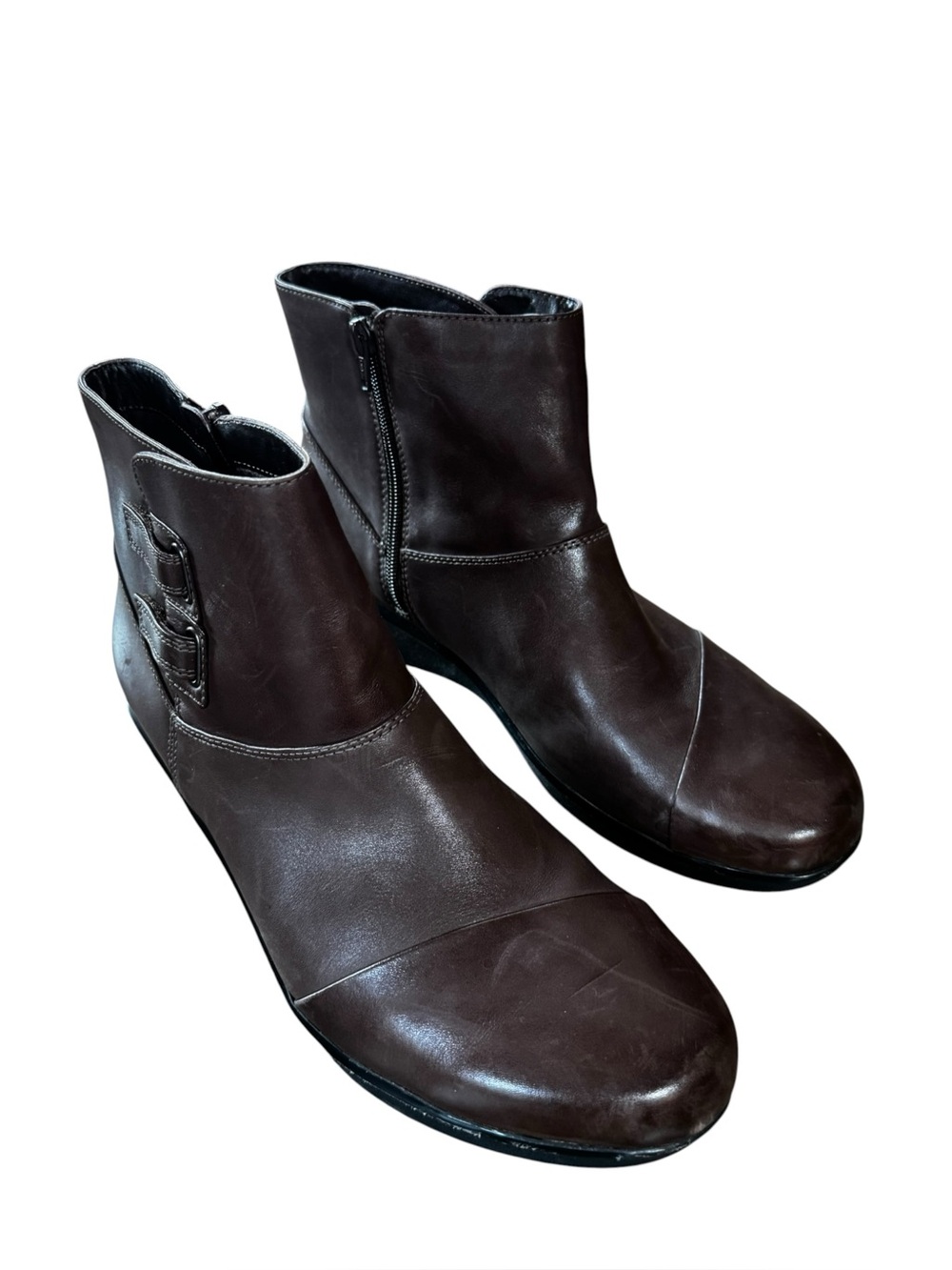 Women’s Clark’s Size 11 Brown Leather Hope Cody Wedge Booties